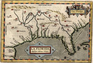 Floridan kartta, n. 1584 (käsinvärinen kaiverrus)